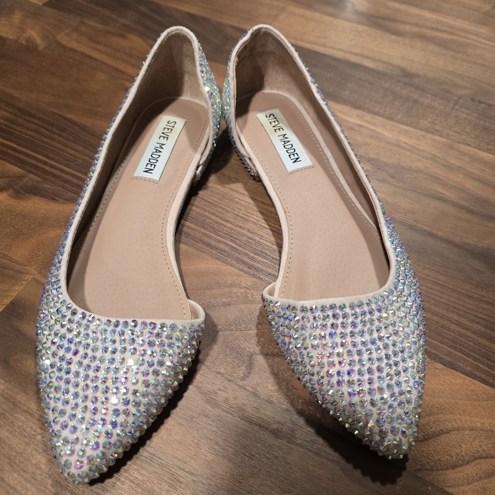 Steve Madden Women's Glittering Flats - Silver and Cream